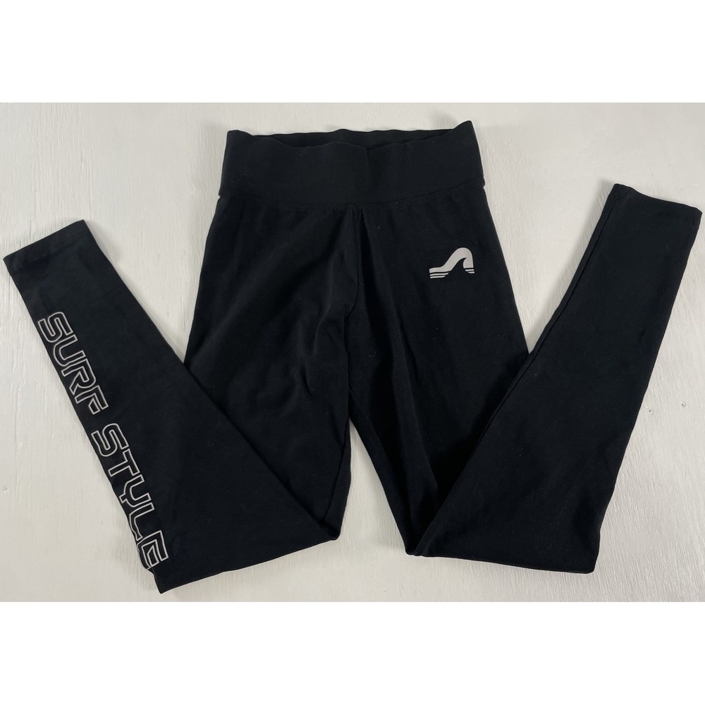 Surf Style Women's S Black Leggings Spellout Stretch‎ Comfy Yoga Workout Walking